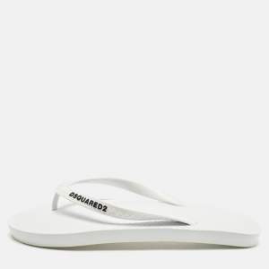 مملوكة مسبقًا Dsquared2 Size 41 White Rubber  Logo Flip Flops