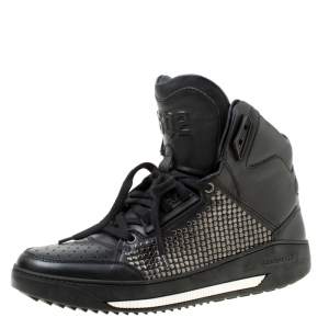 Dsquared2 Black Studded Leather High Top Sneakers Size 41