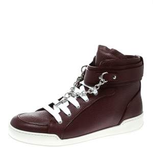 Dsquared2 Bordeaux Leather Lock And Key High Top Sneakers Size 44
