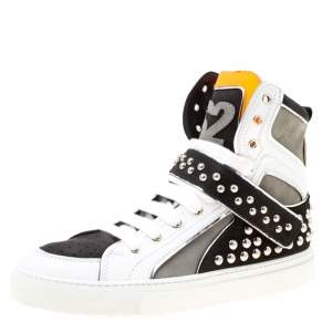 Dsquared2 Tricolor Suede And Leather Studded High Top Sneakers Size 41.5