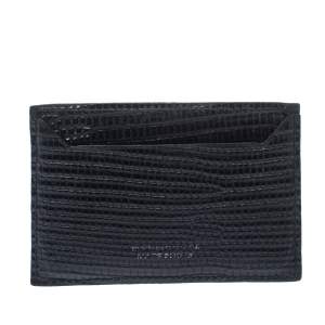 Dsquared2 Black Lizard Embossed Leather Card Holder