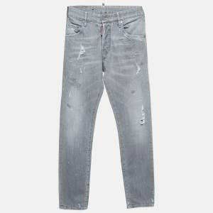 Dsquared2 Grey Distressed Denim Skater Jeans M Waist 32"