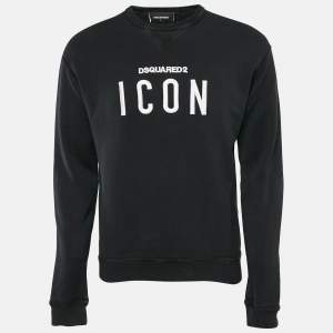 Dsquared2 Black Embroidered Cotton Sweatshirt S