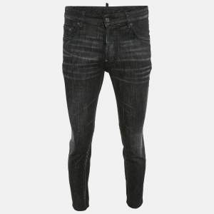 Dsquared2 Black Washed Denim City Biker Jeans M Waist 33"