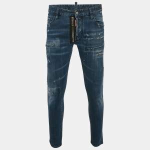 Dsquared2 Blue Distressed Denim Skater Jeans XL Waist 35"