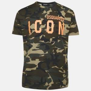 Dsquared2 Green Camouflage Print Jersey Crewneck T-Shirt L