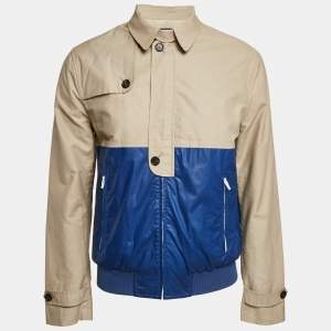 Dsquared2 Beige Cotton and Pu Zip-Up Jacket L