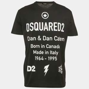 Dsquared2 Black Logo Print Cotton Crew Neck T-Shirt L