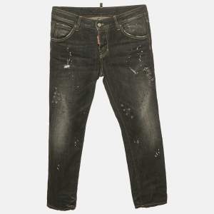 Dsquared2 Black Paint Splash Faded Denim Low Waist Jeans XS Waist 31"
