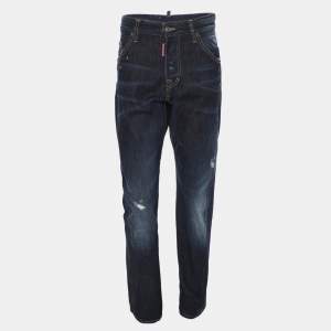Dsquared2 Indigo Blue Denim Distressed Jeans L