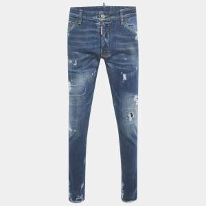 Pre Owned Dsquared2 Blue Distressed Denim Cool Guy Jeans L Waist 35"