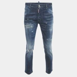 Pre Owned Dsquared2 Blue Distressed Denim Cool Guy Jeans XL Waist 35"