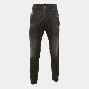 Pre Owned Dsquared2 Black Distressed Denim Skinny Jeans L/ XL Waist 36"