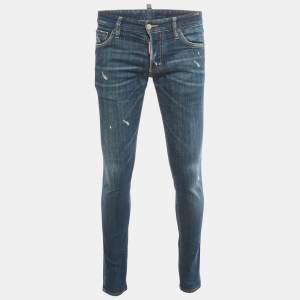 Pre Owned Dsquared2 Blue Distressed Denim Slim Jeans S/Waist 32"