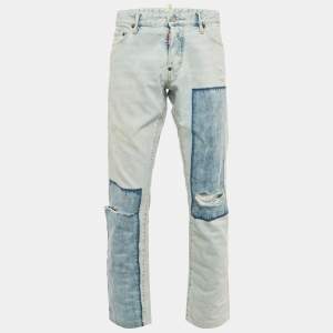 مملوكة مسبقًا Dsquared2 Blue Denim Patch Detail Jeans XL Waist 38"