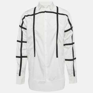 Pre Owned Dsquared2 White Tape Trim Cotton Shirt S