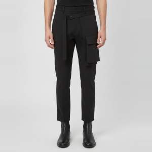 مملوكة مسبقًا Dsquared2 Black Wool Blend Asymmetric Belt Cargo Trousers XS