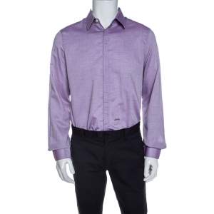 Dsquared2 Purple Chambray Cotton Button Front Shirt XL