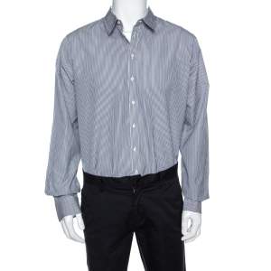 Dsquared2 White Striped Cotton Button Front Shirt 3XL