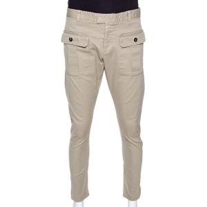 Dsquared2 Beige Stretch Cotton Cropped Cargo Trousers XXL