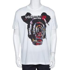 Dsquared2 White Psychedelic Print Cotton Jersey T- Shirt XL