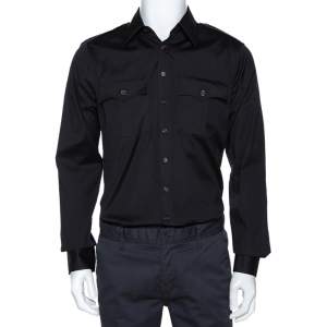 Dsquared2 Black Stretch Cotton Pocket Detail Long Sleeve Shirt L