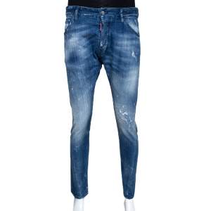 Dsquared2 Blue Distressed Denim Slim Fit Jeans L