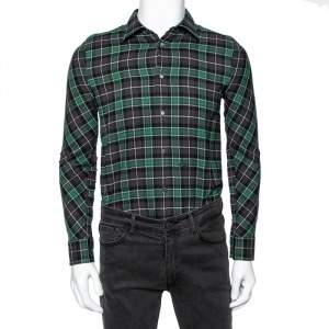 Dsquared2 Green & Grey Cotton Checked Flannel Shirt XS