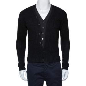 Dsquared2 Dark Grey Wool & Cashmere Waist Coat Inset Detail Cardigan S