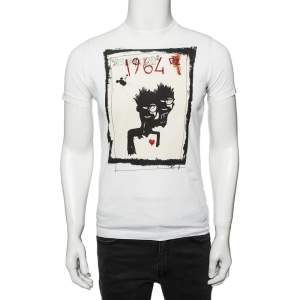 Dsquared2 White Cotton Caten Twins Print Round Neck T-Shirt M 