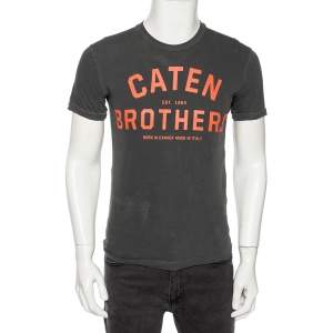 Dsquared2 Grey Canten Brothers Print Dyed Cotton Jersey T-Shirt S