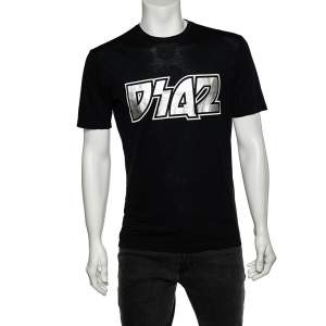 Dsquared2 Black Metallic Logo Printed Cotton Crewneck T-Shirt M