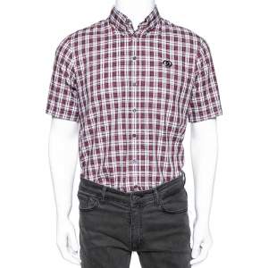 Dsquared2 Red Checkered Cotton Button Front Shirt L