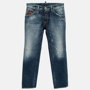 Dsquared2 Navy Blue Cotton Distressed Jeans S