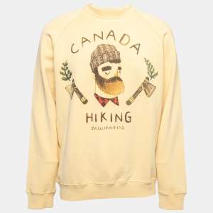 Dsquared2 Yellow Lumberjack Printed Cotton Crewneck Sweatshirt L