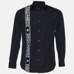 Dsquared2 Black Cotton Logo Embroidered Shirt S