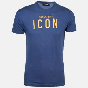 Dsquared2 Blue Cotton Logo Icon Embroidered T-Shirt S