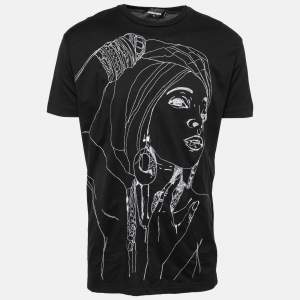 Dsquared2 Black Embroidered Cotton Short Sleeve T-Shirt XL