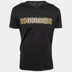 Dsquared2 Black Cotton Logo Printed Short Sleeve T-Shirt L