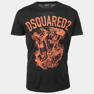 Dsquared2 Black Printed Cotton Short Sleeve T-Shirt M