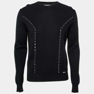 Dsquared2 Black Stud & Gem Embellished Wool Sweater M
