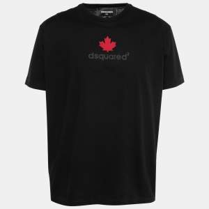 Dsquared2 Black Logo Appliqued Cotton Short Sleeve T-Shirt M