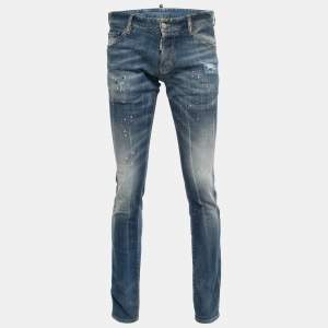 Dsquared2 Light Blue Distressed Denim Splash Paint Detail Jeans M Waist 36"