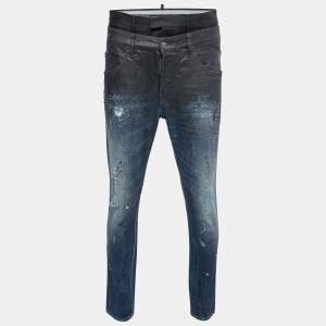 Dsquared2 Blue Distressed Denim Painted Damaged Jeans M Waist 34"