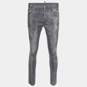 Dsquared2 Grey Distressed Studded Denim Slim Fit Jeans M Waist 34"