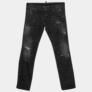 Dsquared2 Black Distressed Studded Denim Slim Fit Jeans M Waist 33"