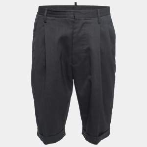 Dsquared2 Charcoal Grey Wool Pleated Bermuda Shorts M