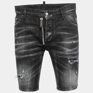 DSquared2 Black Distressed Faded Denim Bermuda Shorts M Waist 31"