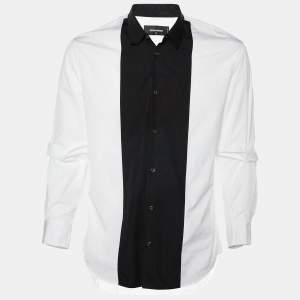 Dsquared2 Monochrome Cotton Paneled Gathered Sleeve Detail Shirt XL