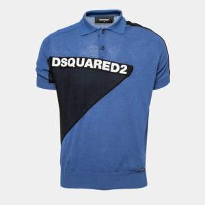 Dsquared2 Blue Knit Logo Polo T-Shirt M